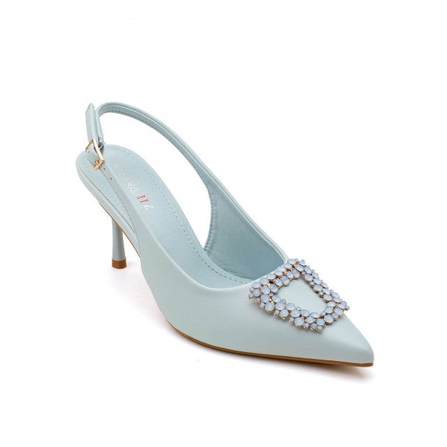 Escarpin à talons hauts avec boucle en zircon cubique en forme d'étoile - Jaune - taille 39 - vue 28