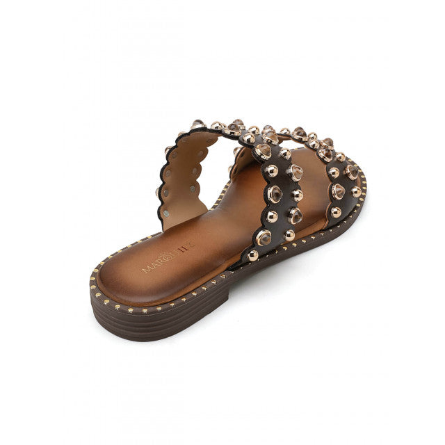 Sandales Sliders Ornées à Doubles Brides – Élégance Bohème - Marron - taille 39 - vue 16
