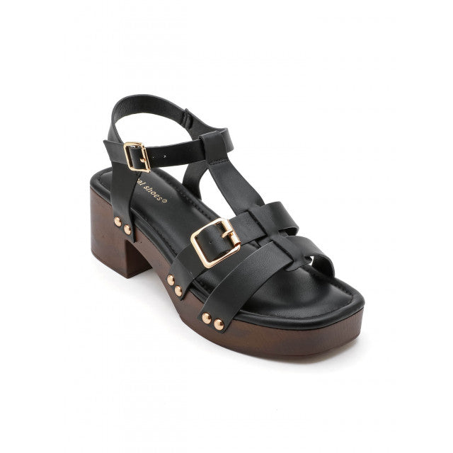 Sandales à Plateformes Style "Clog" – Cognac & Bois - Noir - taille 39 - vue 16