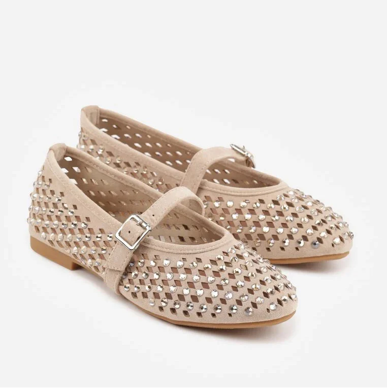 Ballerines à Studs Argentés - Marron - taille 41