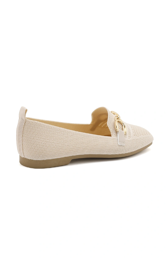 Mocassins en maille texturée et boucle métallique décoratif - Camel - taille 37 - vue 14