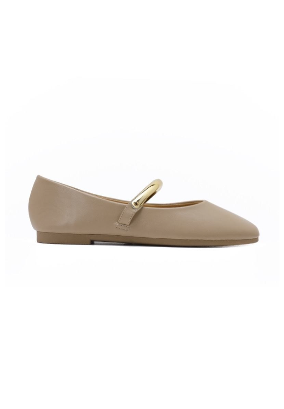 Ballerine à Bride Tubulaire Dorée - Camel - taille 37 - vue 14