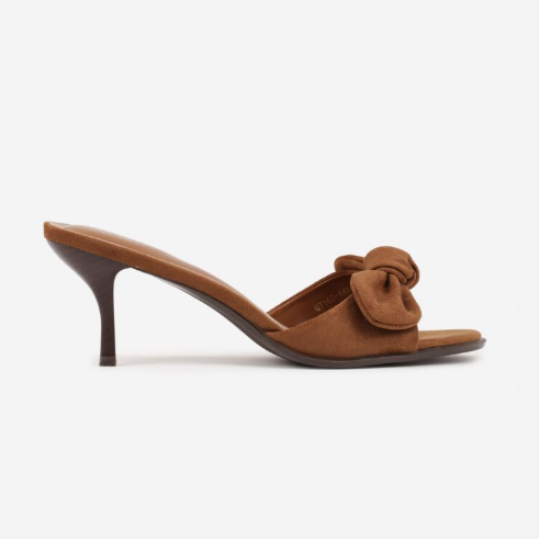 Mules à Talon Kitten et Nœud en Suédine - Yellow - taille 37 - vue 14