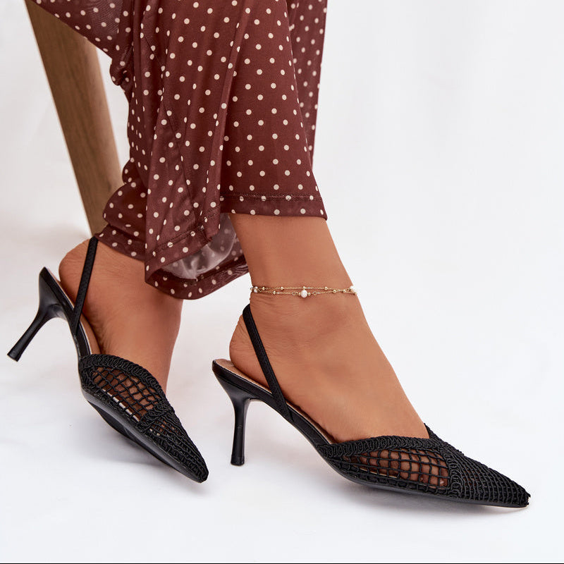 Escarpins en mesh texturé à bride derrière - Brown - taille 41