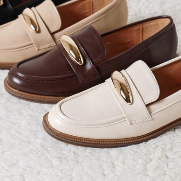 Moccasins Loafers with Gold Hardware - Kaki - taille 37 - vue 8