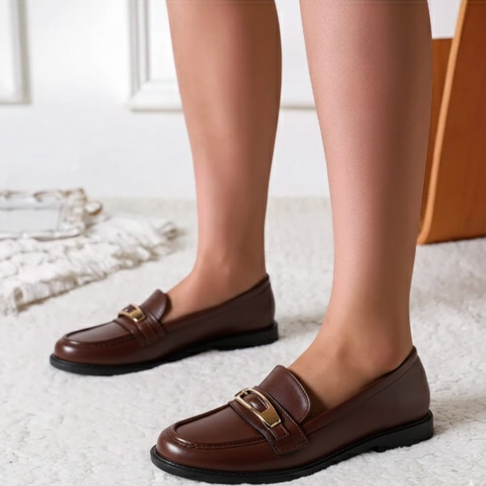 Mocassins avec boucle décorative - Marron - taille 37 - vue 8