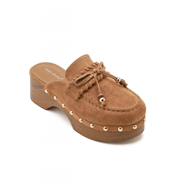 Mules Sabots Style Loafer en Daim - Beige - taille 40 - vue 11