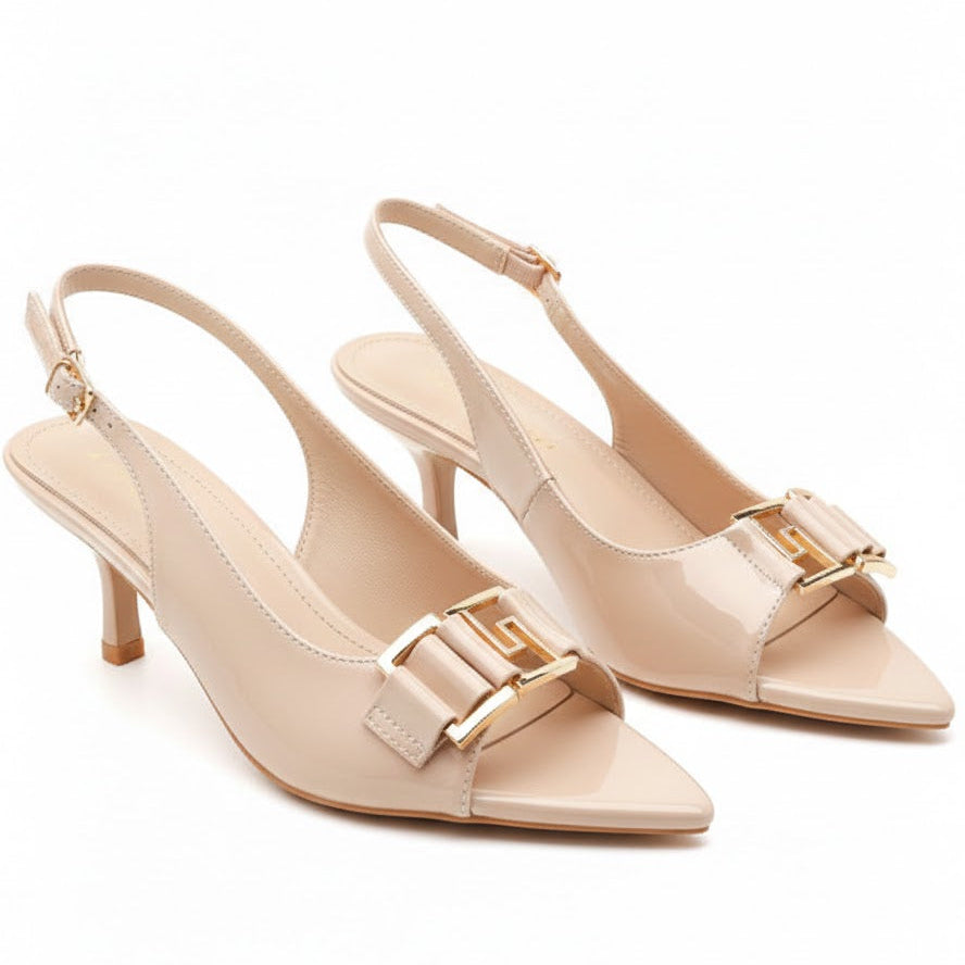 Escarpins Slingback à Bout Pointu – Élégance Vernie - Noir - taille 39 - vue 4