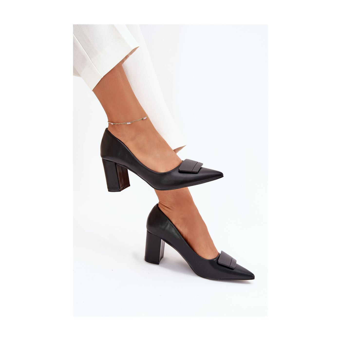 Escarpins à talons hauts de couleur beige avec boucle décorative - Marron - taille 37 - vue 14
