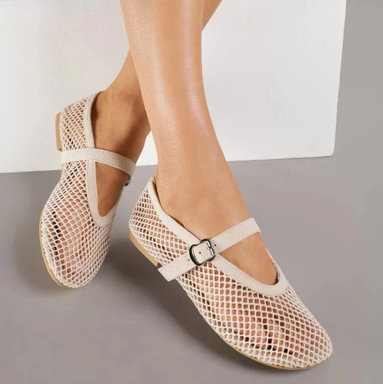 Ballerines en résille avec bride - Marron - taille 40 - vue 17