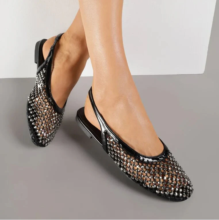 Ballerines ornées de zircons - Noir - taille 38 - vue 3