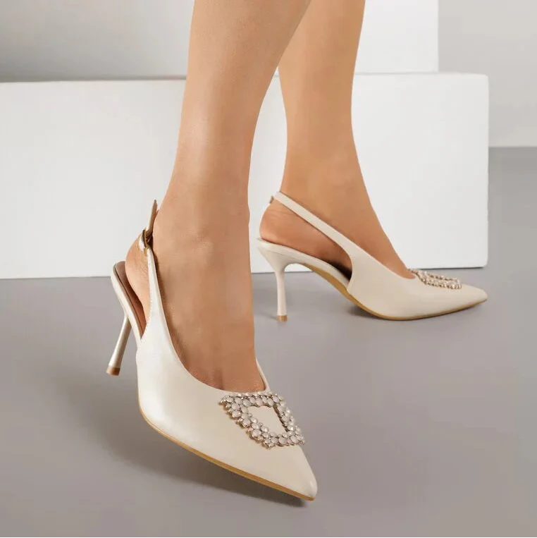 Escarpin à talons hauts avec boucle en zircon cubique en forme d'étoile - Noir - taille 36 - vue 1