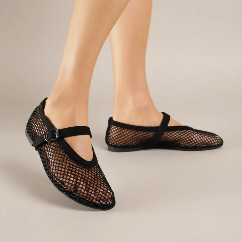 Ballerines en résille avec bride - Noir - taille 36 - vue 1