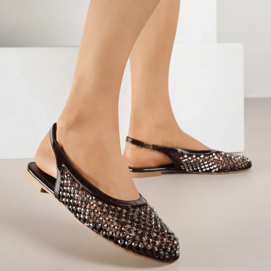 Ballerines ornées de zircons - Noir - taille 36 - vue 1