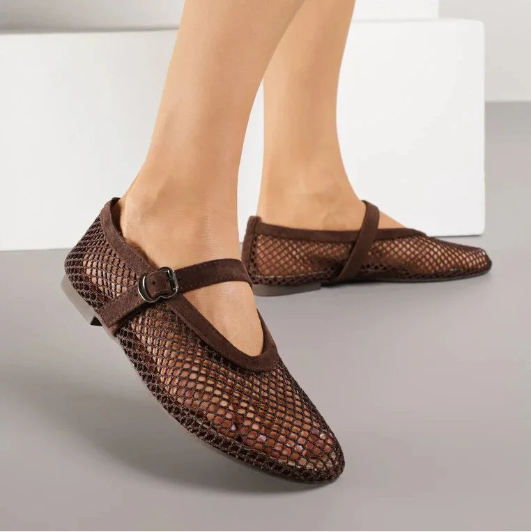 Ballerines en résille avec bride - Blanc - taille 38 - vue 21