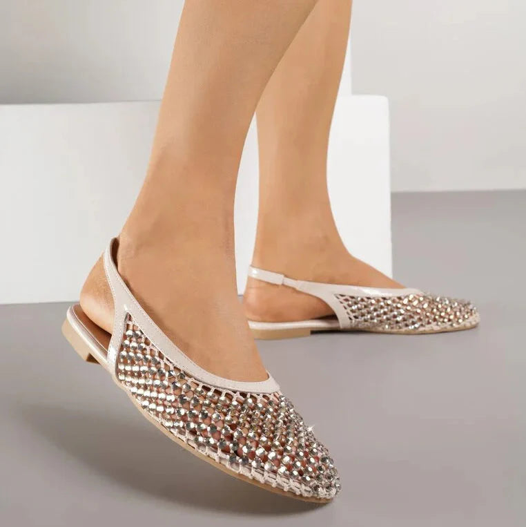 Ballerines ornées de zircons - Blanc - taille 41 - vue 12