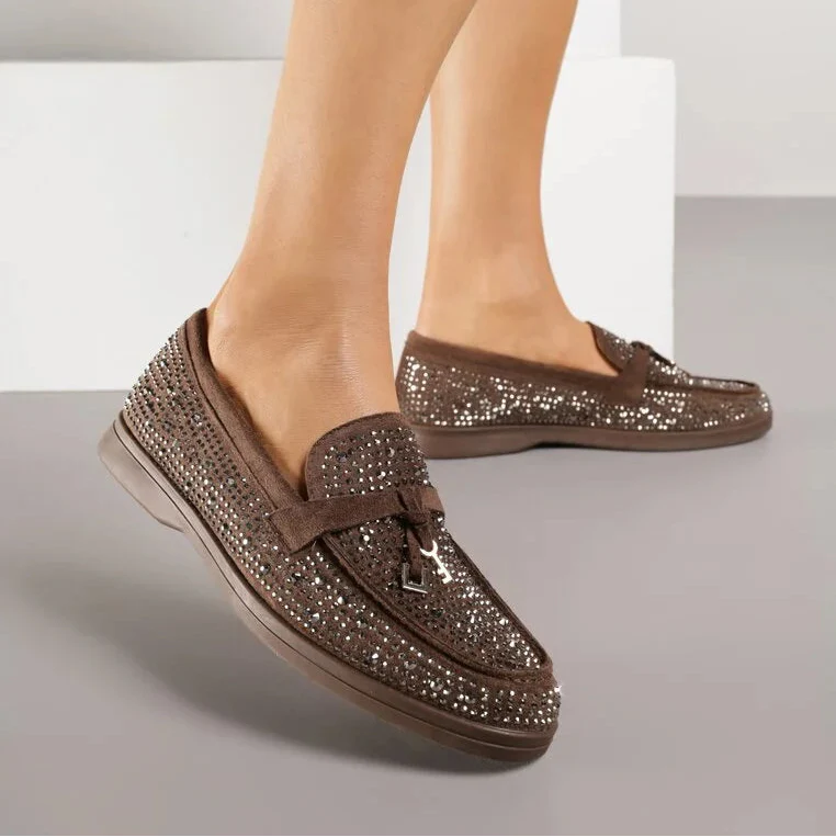Mocassins ornés de zircons - Marron - taille 38 - vue 9