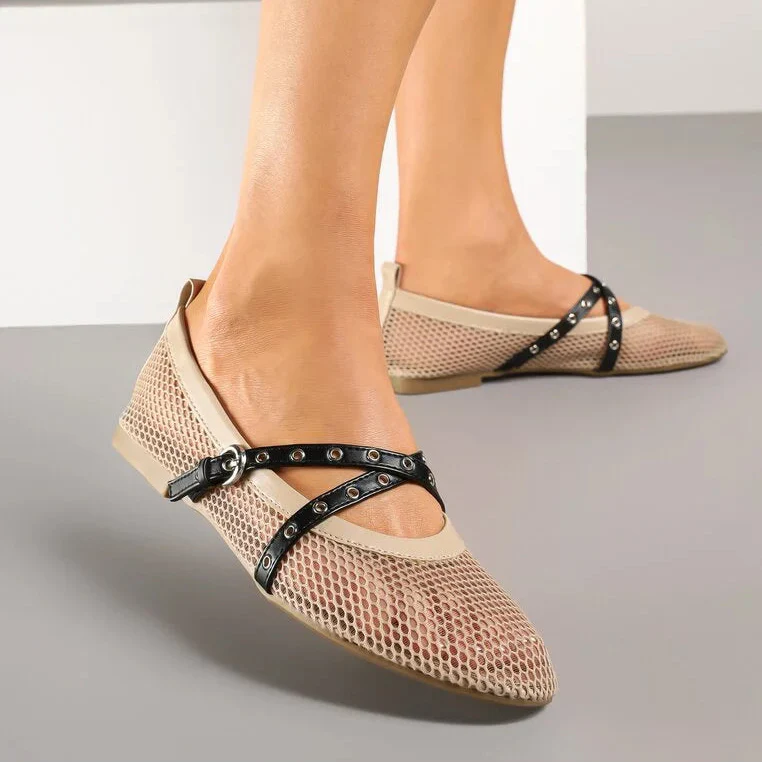 Ballerines en maille avec brides - Beige - taille 41 - vue 12