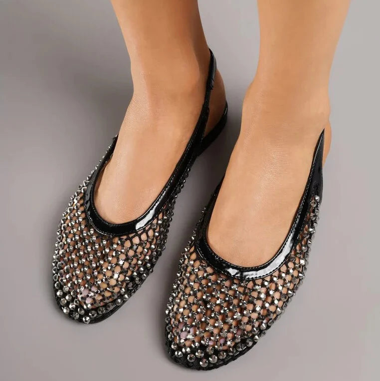 Ballerines ornées de zircons - Marron - taille 36 - vue 13