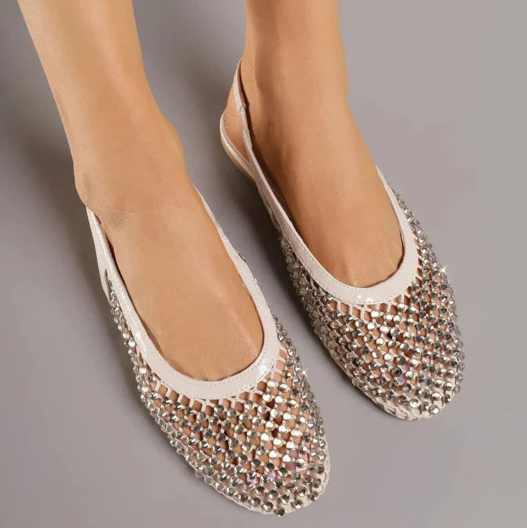 Ballerines ornées de zircons - Blanc - taille 40 - vue 11