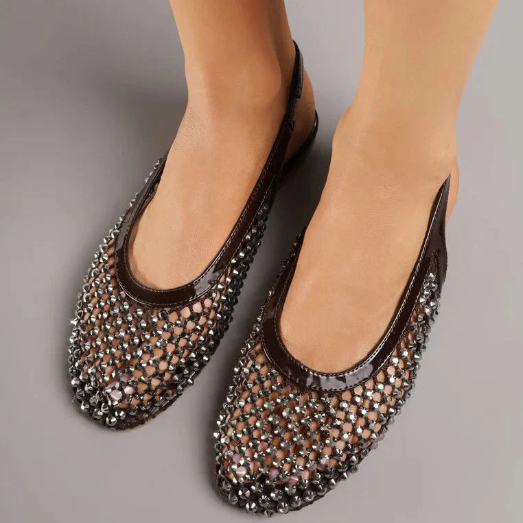 Ballerines ornées de zircons - Noir - taille 40 - vue 5