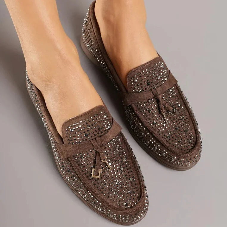 Mocassins ornés de zircons - Marron - taille 36 - vue 7
