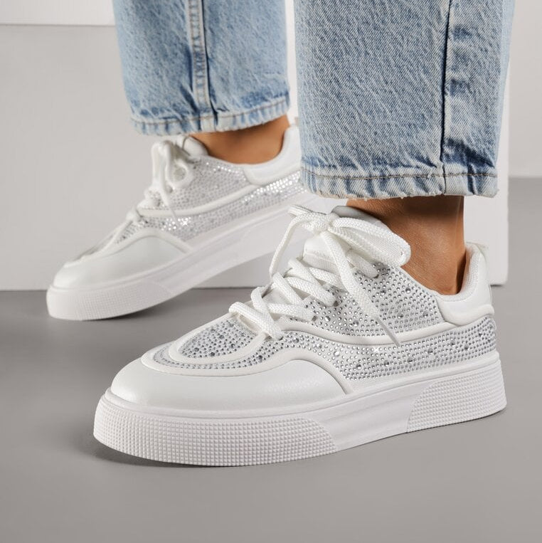 Baskets à semelle épaisse ornées de strass - Blanc - taille 36 - vue 13