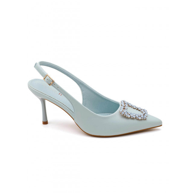 Escarpin à talons hauts avec boucle en zircon cubique en forme d'étoile - Bleu - taille 38 - vue 21
