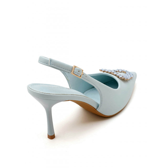 Escarpin à talons hauts avec boucle en zircon cubique en forme d'étoile - Bleu - taille 40 - vue 23