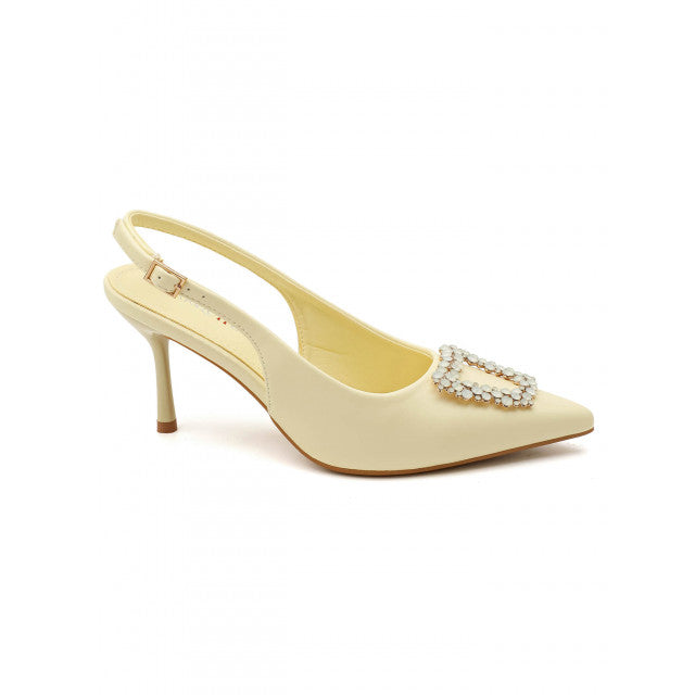 Escarpin à talons hauts avec boucle en zircon cubique en forme d'étoile - Jaune - taille 36 - vue 25