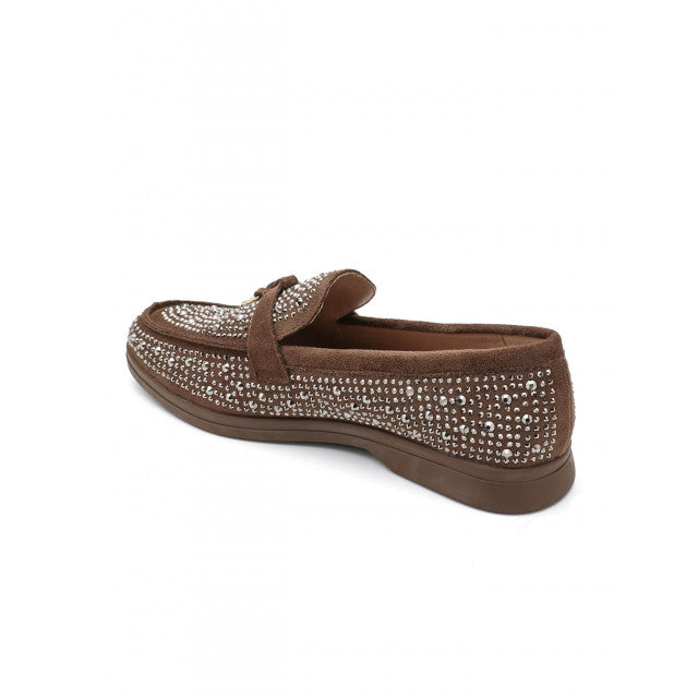 Mocassins ornés de zircons - Beige - taille 41