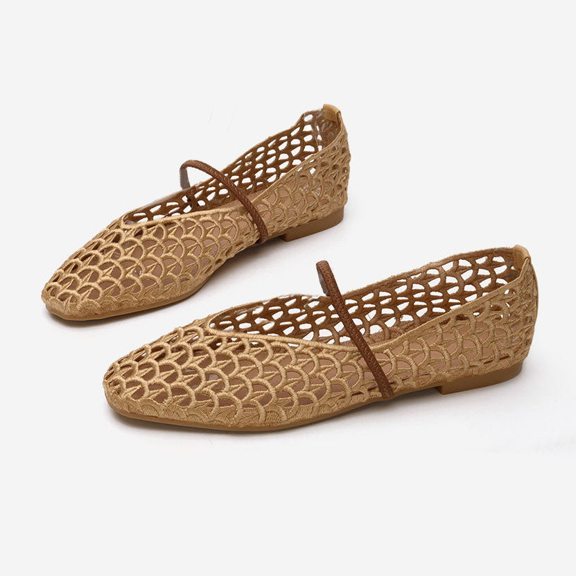 Ballerines en dentelle - Camel - taille 37 - vue 14