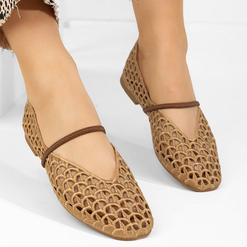 Ballerines en dentelle - Camel - taille 38 - vue 15