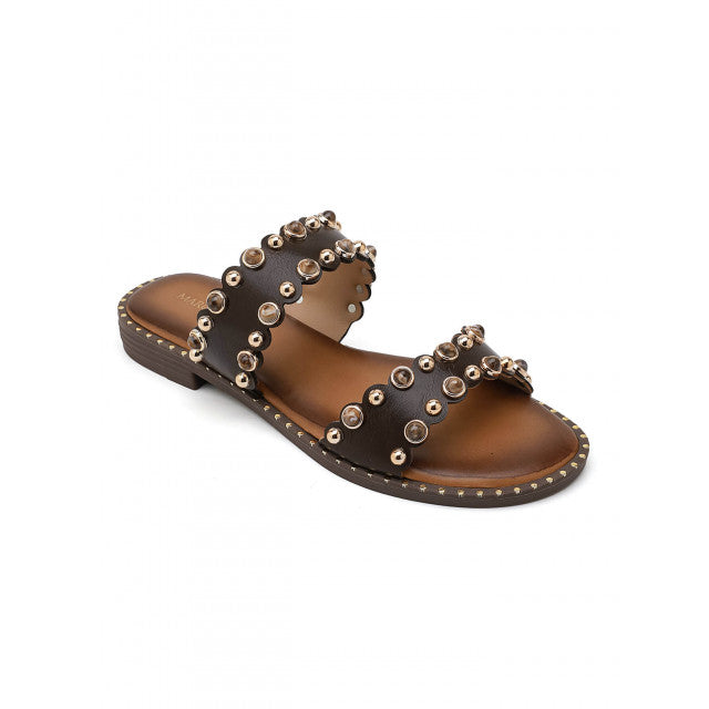 Sandales Sliders Ornées à Doubles Brides – Élégance Bohème - Marron - taille 36 - vue 13