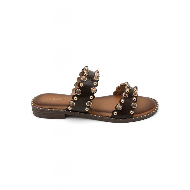 Sandales Sliders Ornées à Doubles Brides – Élégance Bohème - Marron - taille 37 - vue 14