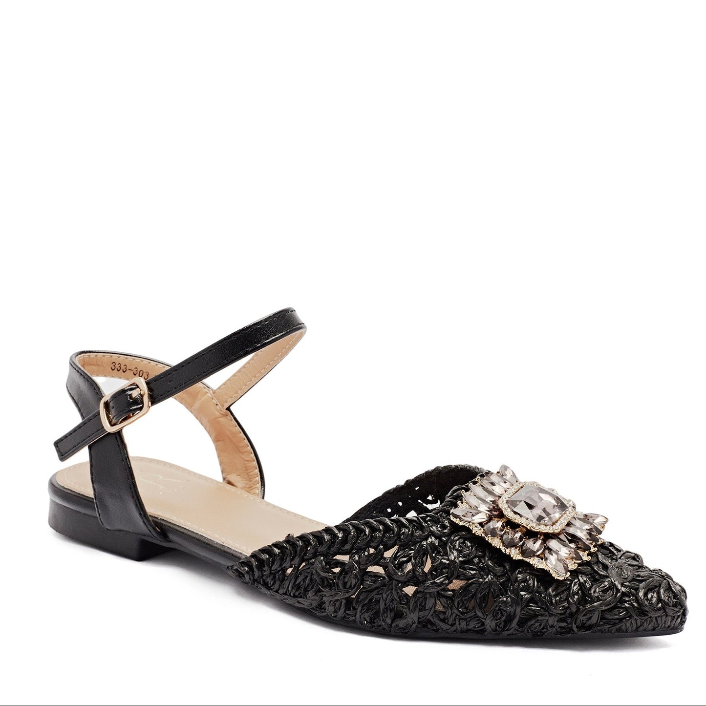 Ballerines Tressées avec Bride et Ornement - Or - taille 41 - vue 12
