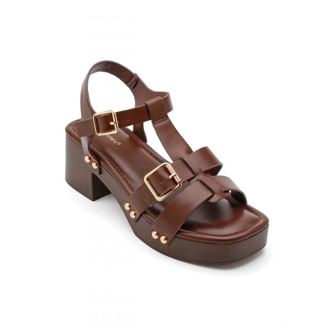 Sandales à Plateformes Style "Clog" – Cognac & Bois - Noir - taille 36 - vue 13