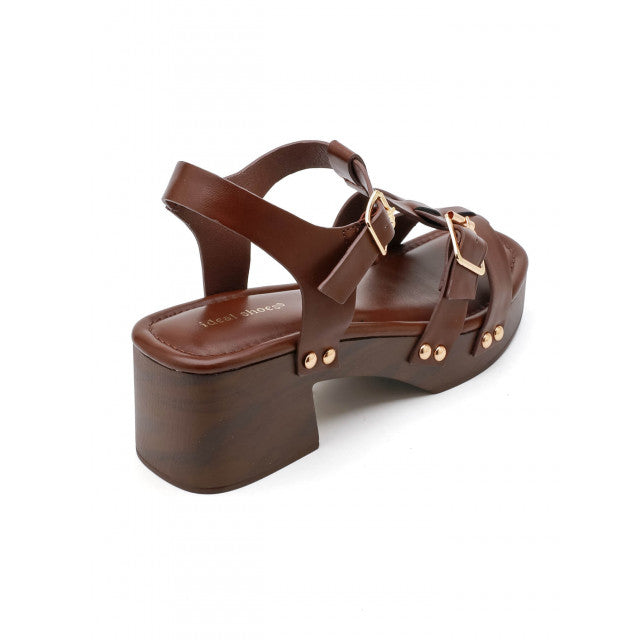 Sandales à Plateformes Style "Clog" – Cognac & Bois - Noir - taille 38 - vue 15