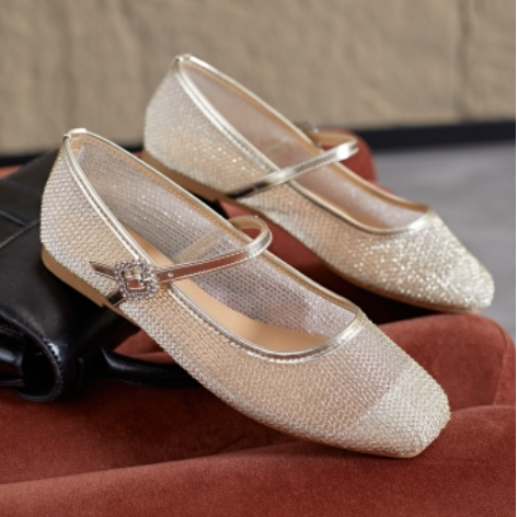 Ballerines Babies Dorées Ballerines Cérémonie Brillantes Dorées - Noir - taille 39 - vue 4
