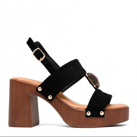 Sandale demi talon avec détail en pierre - Marron - taille 41 - vue 12