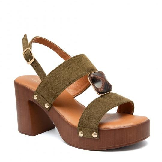 Sandale demi talon avec détail en pierre - Noir - taille 41 - vue 6