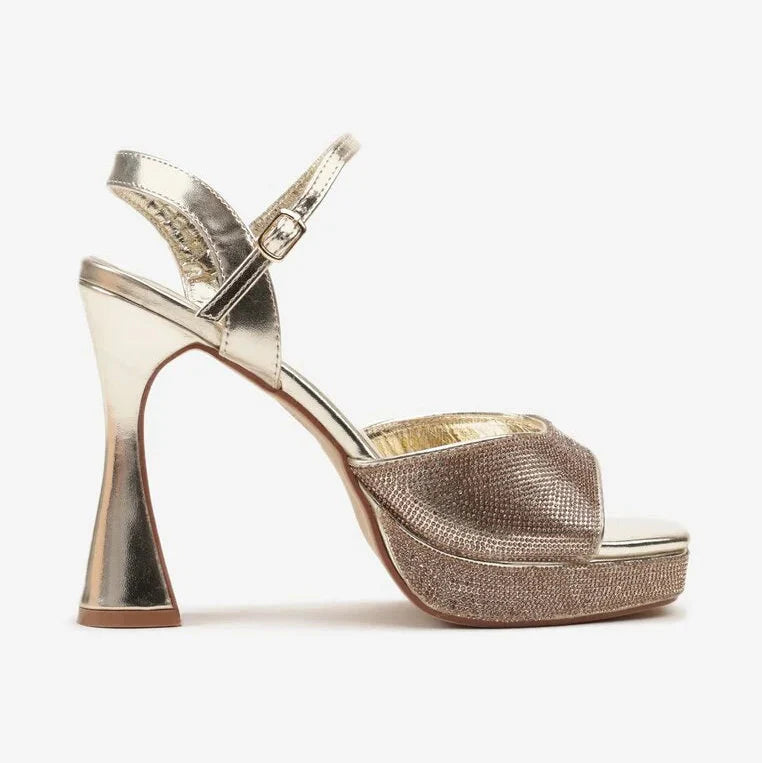 Sandales talon en cône et plateforme ornées de zircones Varnell - Noir - taille 41 - vue 6