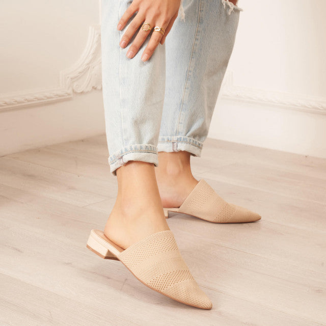 Babouche Pointue en Maille Tricotée - Beige - taille 36 - vue 7