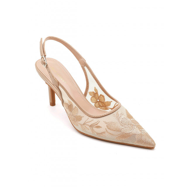 Escarpins Slingback à Broderies Florales – Élégance - Noir - taille 40 - vue 5