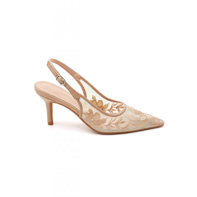 Escarpins Slingback à Broderies Florales – Élégance - Nude - taille 36 - vue 13