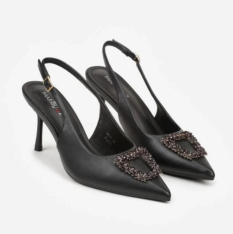 Escarpin à talons hauts avec boucle en zircon cubique en forme d'étoile - Bleu - taille 37 - vue 20