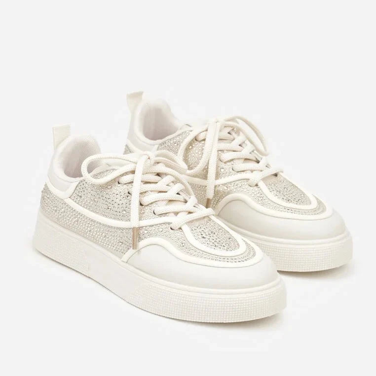 Baskets à semelle épaisse ornées de strass - Blanc - taille 39 - vue 16