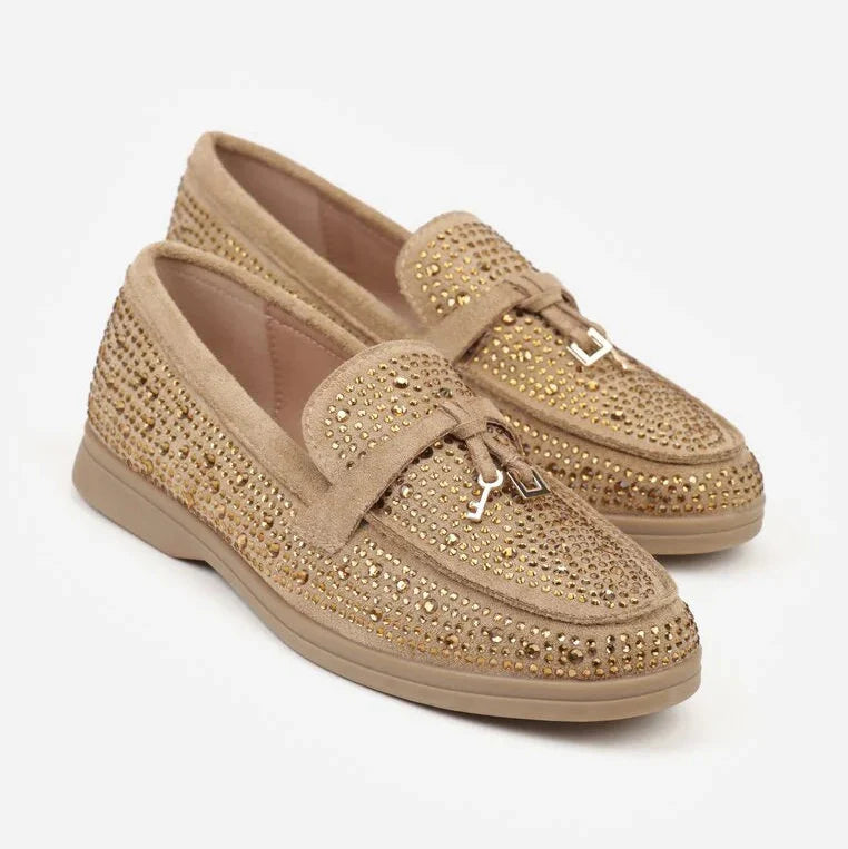 Mocassins ornés de zircons - Kaki - taille 36 - vue 13