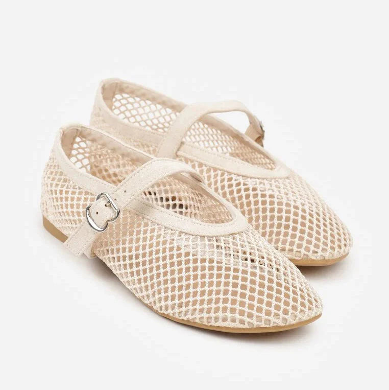 Ballerines en résille avec bride - Beige - taille 37 - vue 8