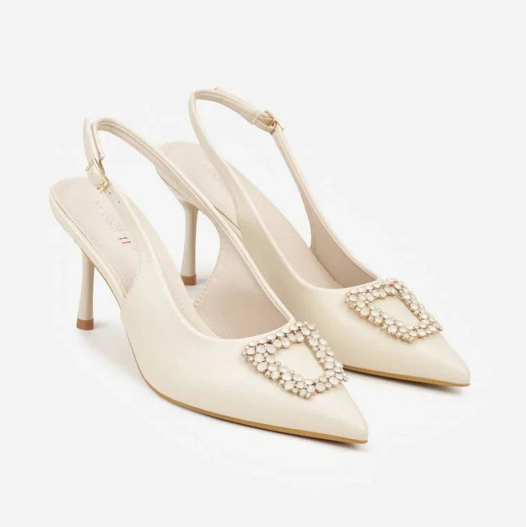 Escarpin à talons hauts avec boucle en zircon cubique en forme d'étoile - Noir - taille 38 - vue 3